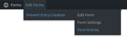 Screenshot: Edit Forms menu in the WordPress admin bar
