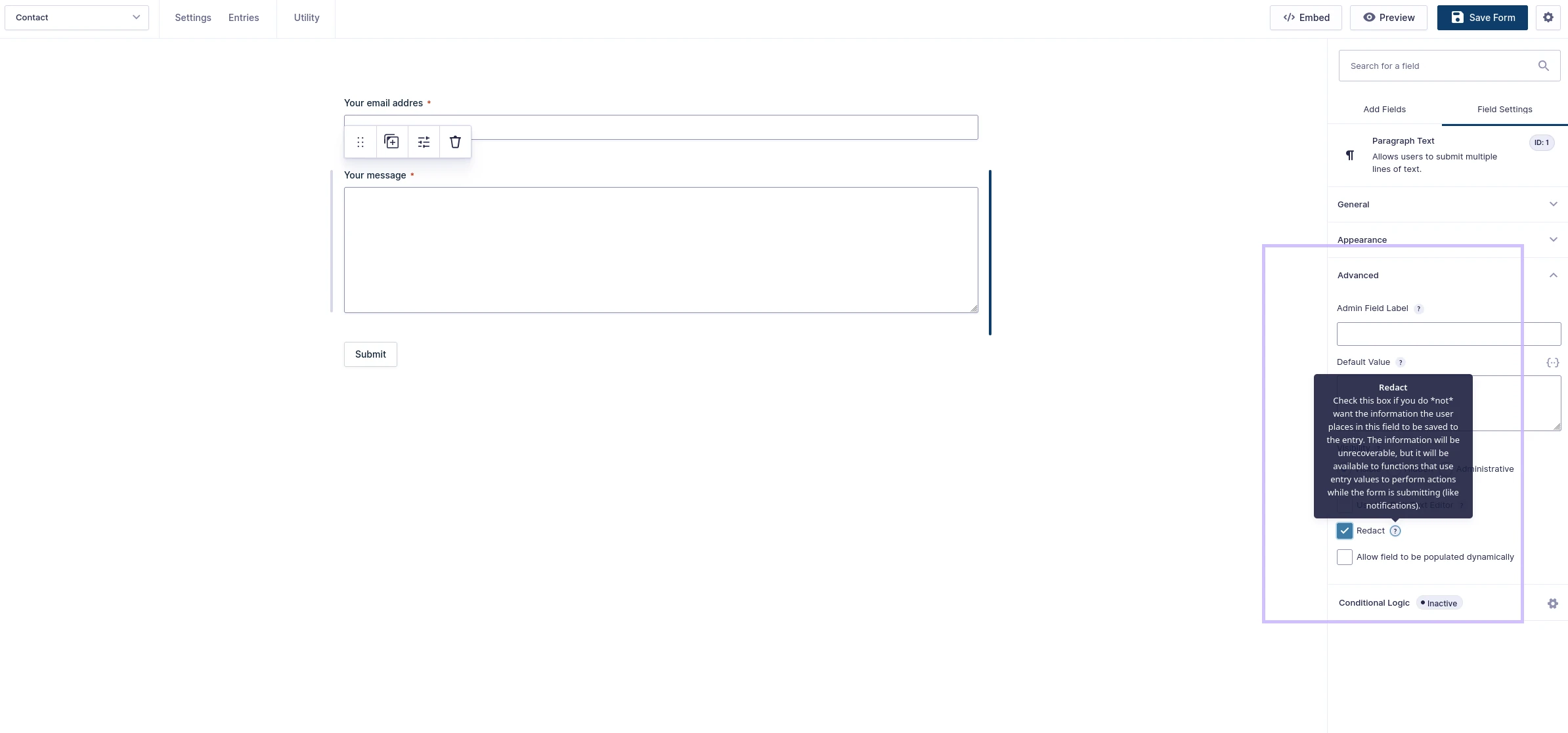 Redact Sensitive Data in Gravity Forms